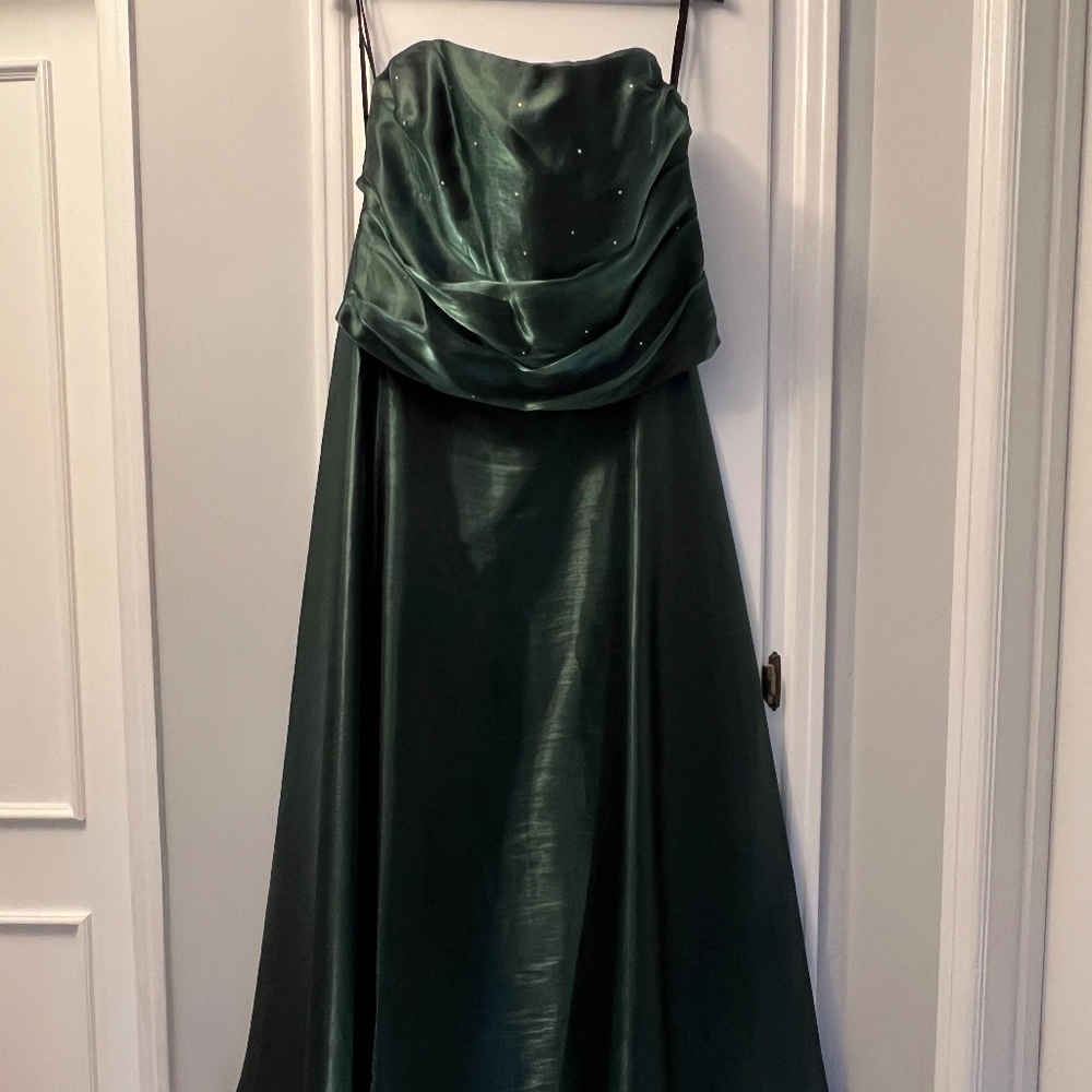 Prom hunter green, XL A-line Gown by Aspeed Prom 1080